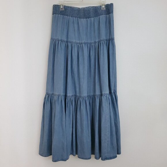 INC Flowy Tiered Chambray Maxi Skirt - Picture 5 of 13